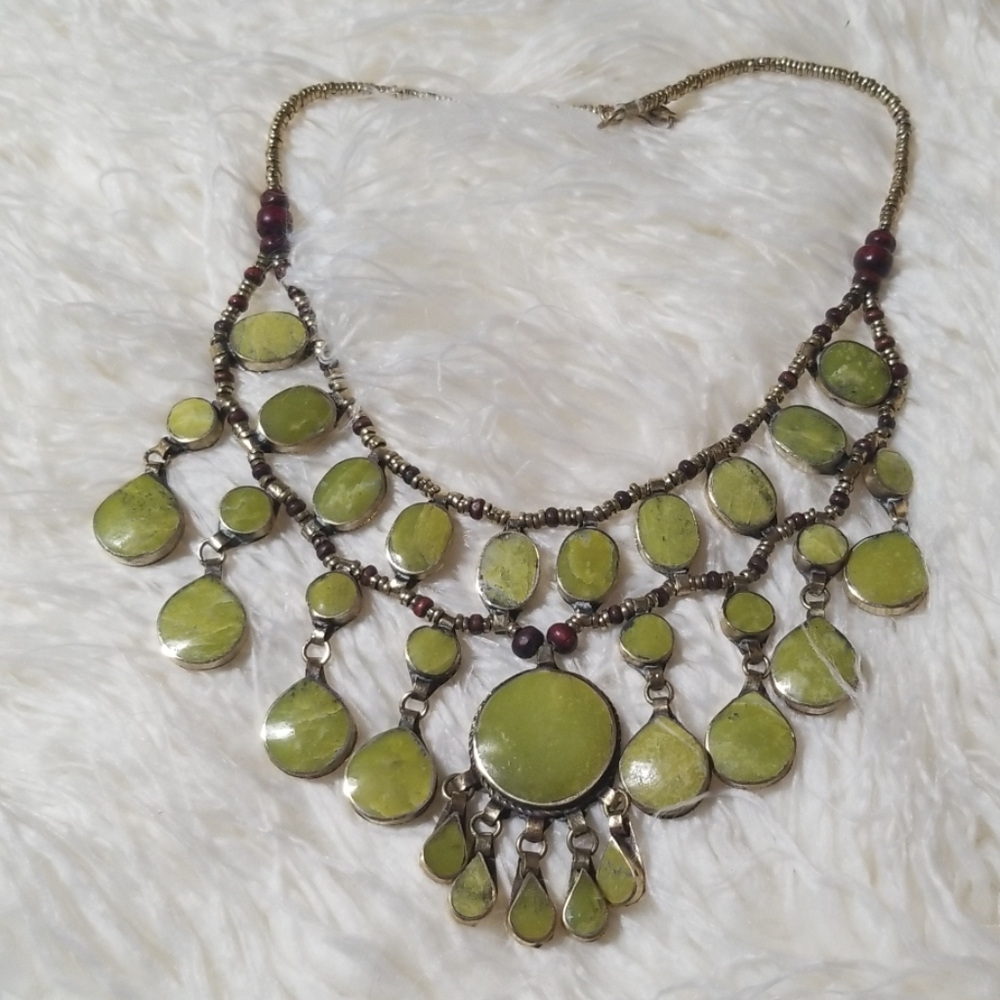 Handmade Chartreuse Statement Necklace